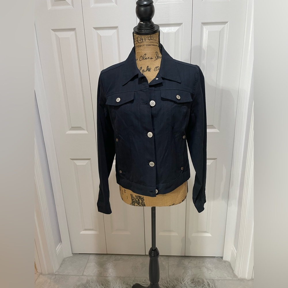 Paul & Joe Blue w/ subtle red Stripes Jean Jacket Timeless Design Sz M